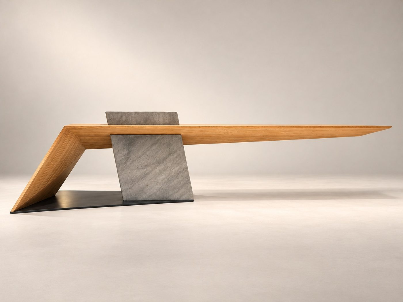 Ancrage — oak, concrete and steel coffee table, Atelier O&C